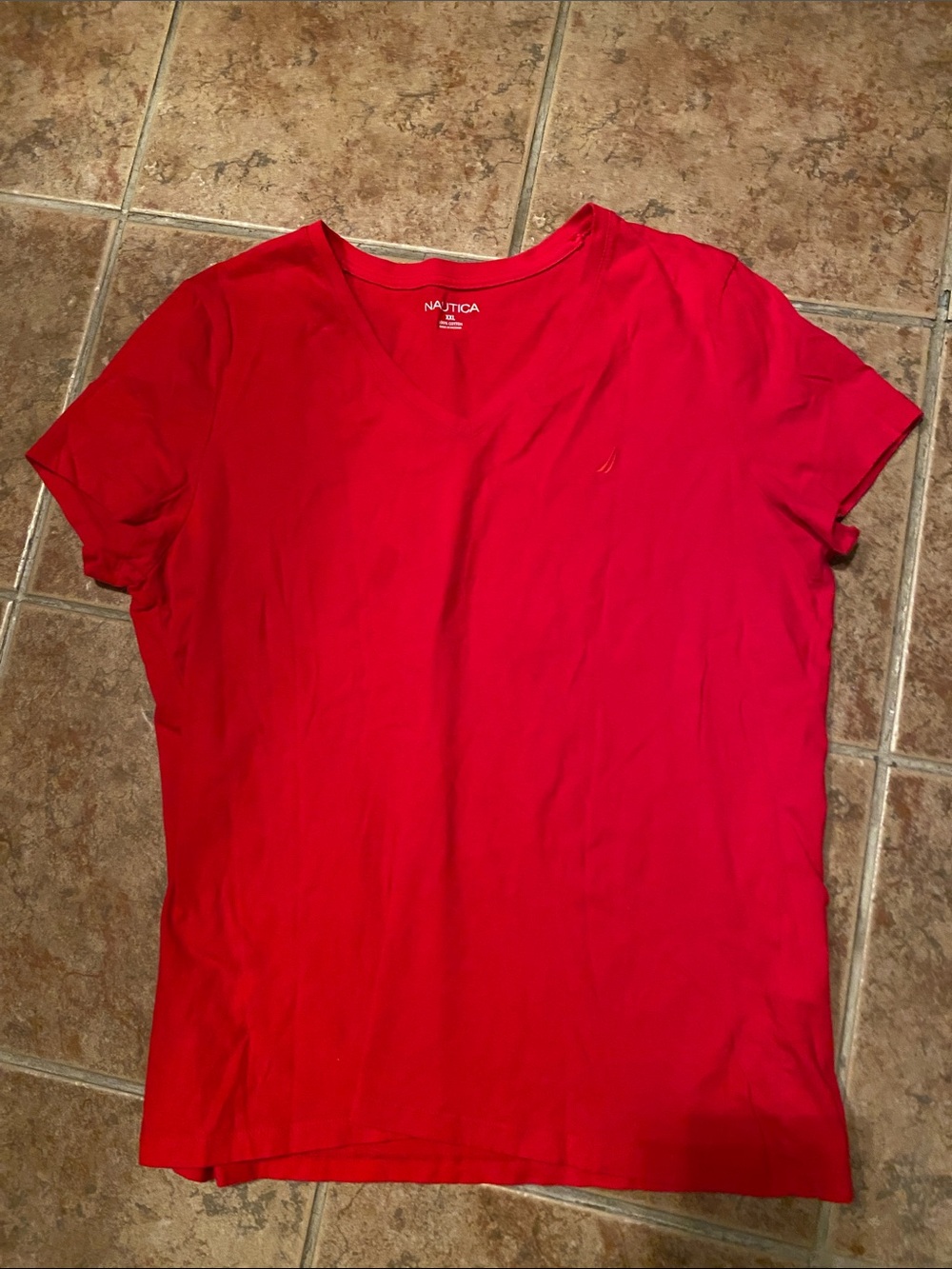 Nautica  Women’s Bright Red V-Neck Tee